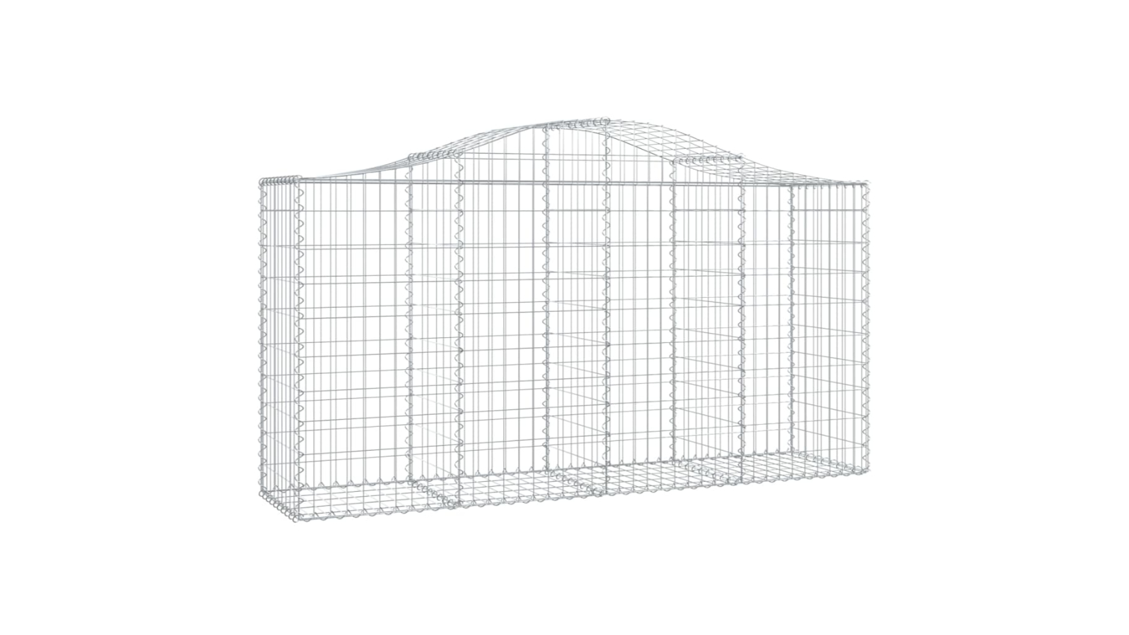 vidaXL 10 Piece Galvanised Iron Silver Arched Gabion Basket - 200 x 50 x 120cm