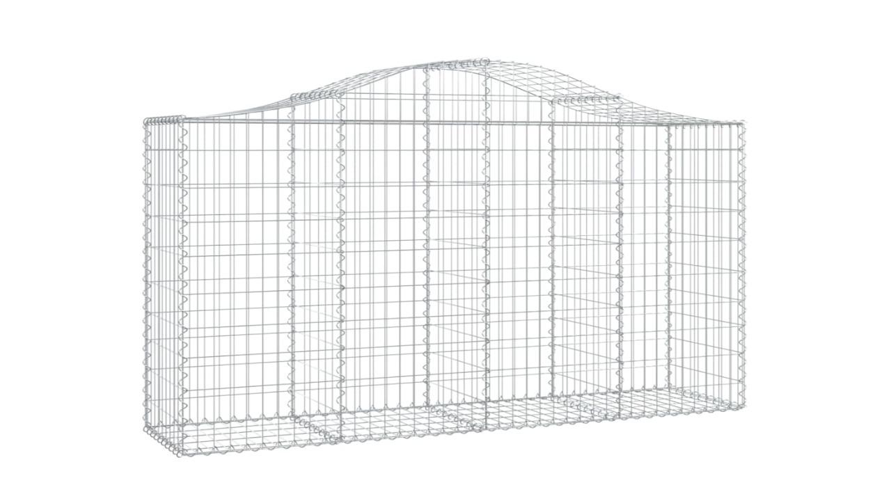 vidaXL 12 Piece Galvanised Iron Arched Gabion Basket - 200 x 50 x 120cm