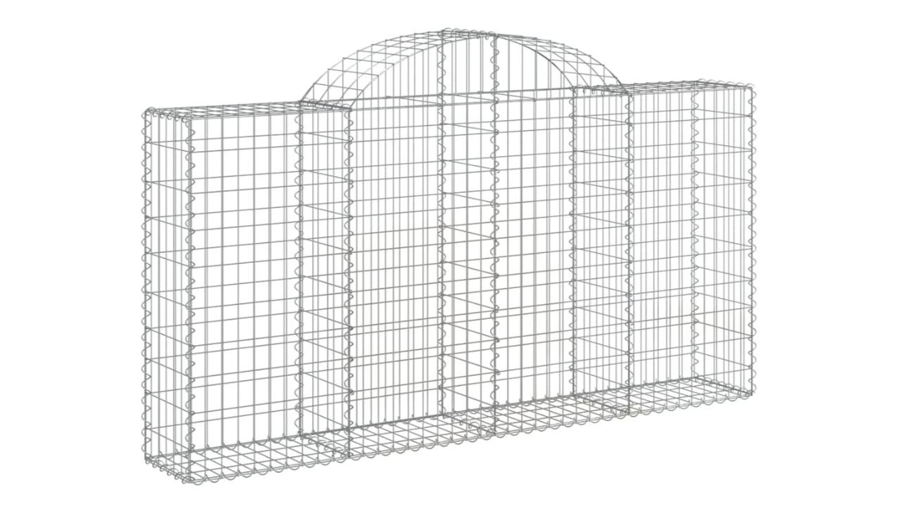 vidaXL 4 Piece Galvanised Iron Silver Arched Gabion Basket - 200 x 30 x 120cm 