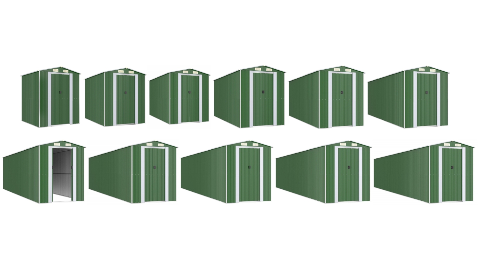vidaXL Garden Shed Green Galvanised Steel