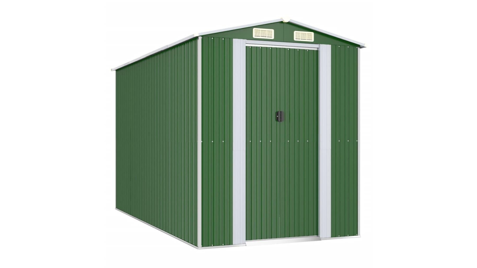 vidaXL Garden Shed Green Galvanised Steel - 192 x 357 x 223cm 