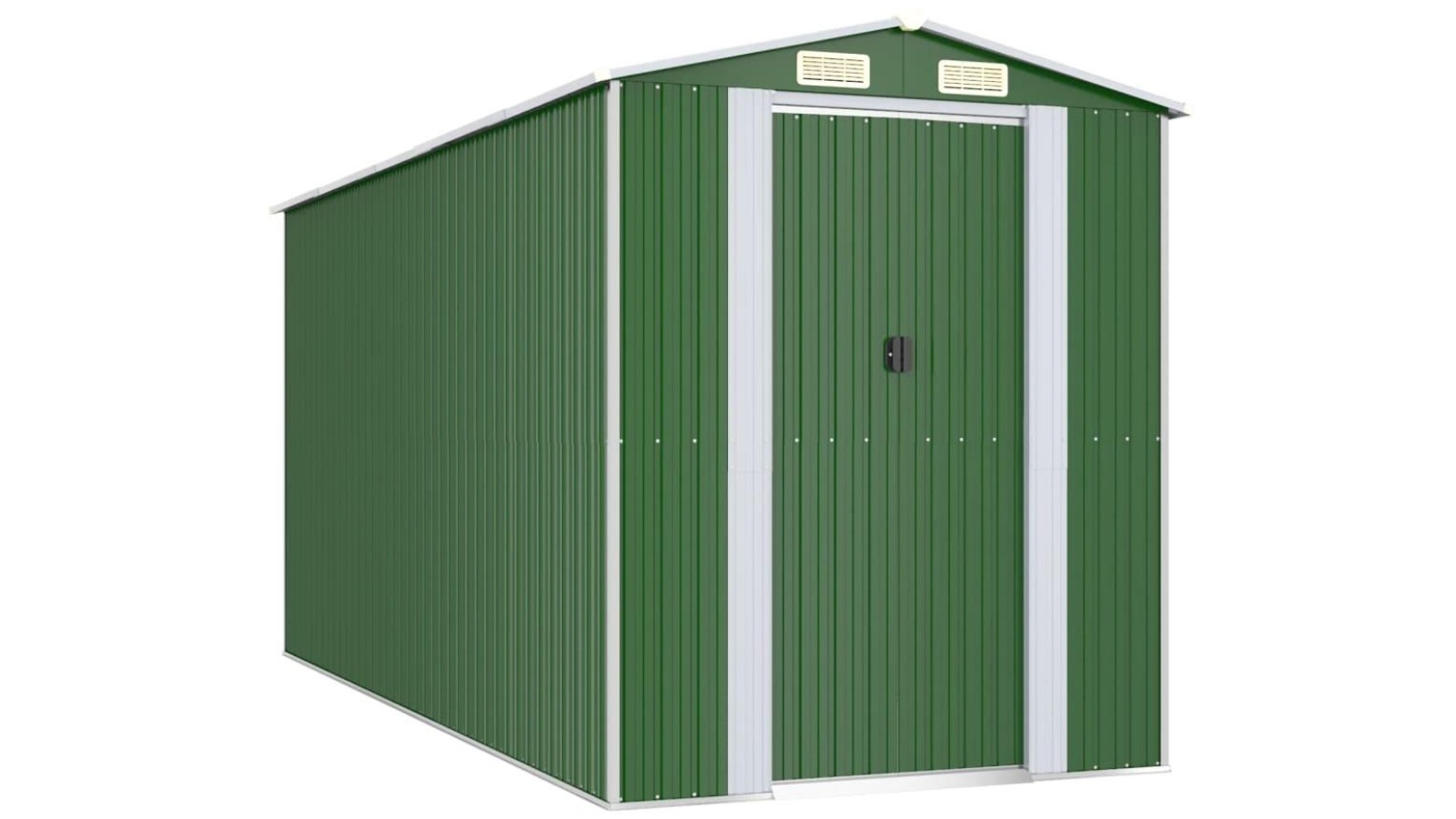 vidaXL Garden Shed Green Galvanised Steel - 192 x 440 x 223cm 