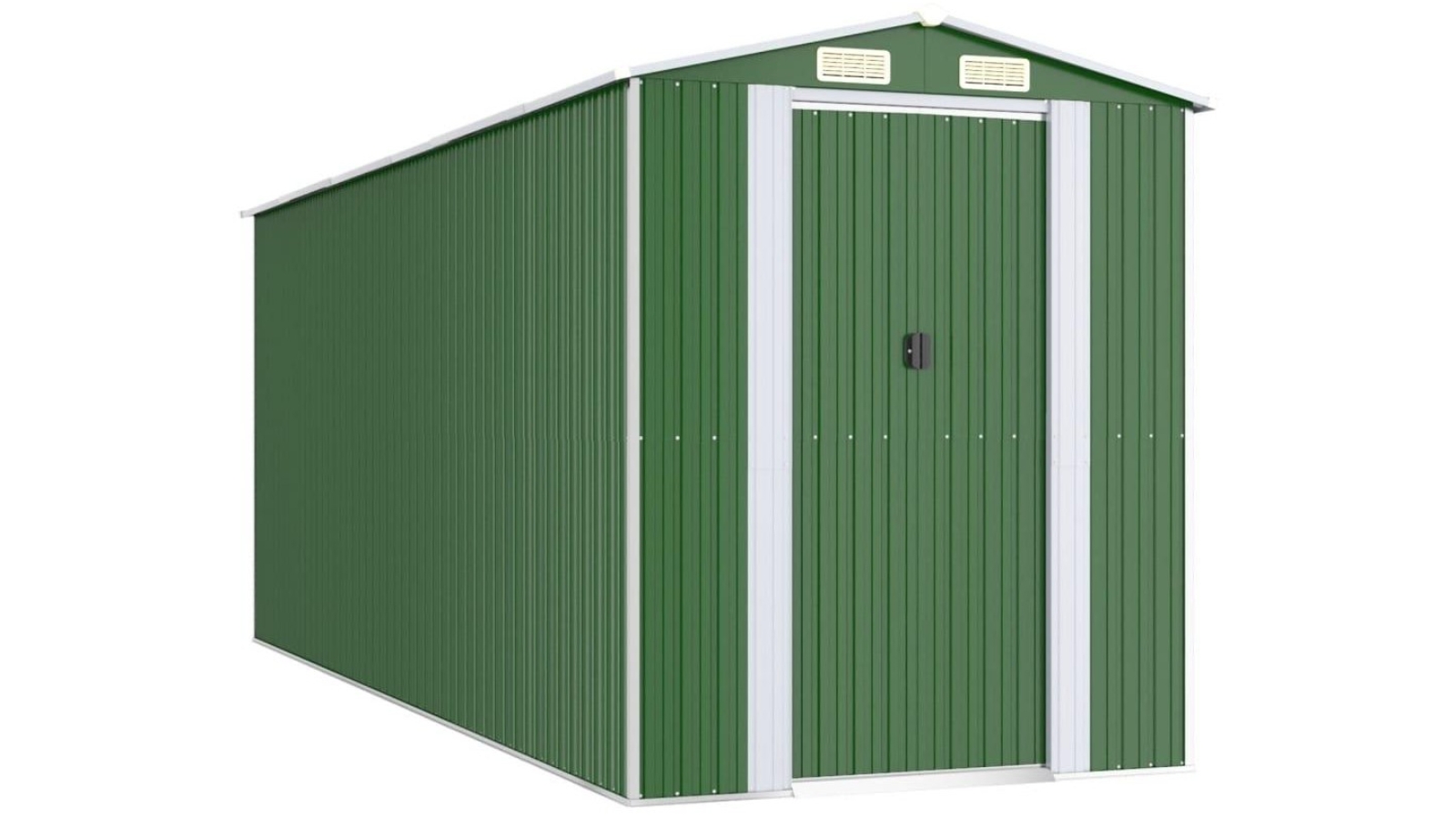 vidaXL Garden Shed Green Galvanised Steel - 192 x 523 x 223cm 