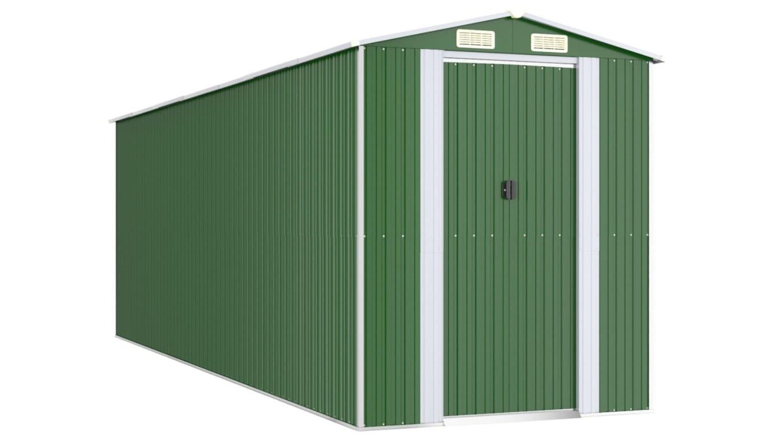vidaXL Garden Shed Green Galvanised Steel - 192 x 606 x 223cm