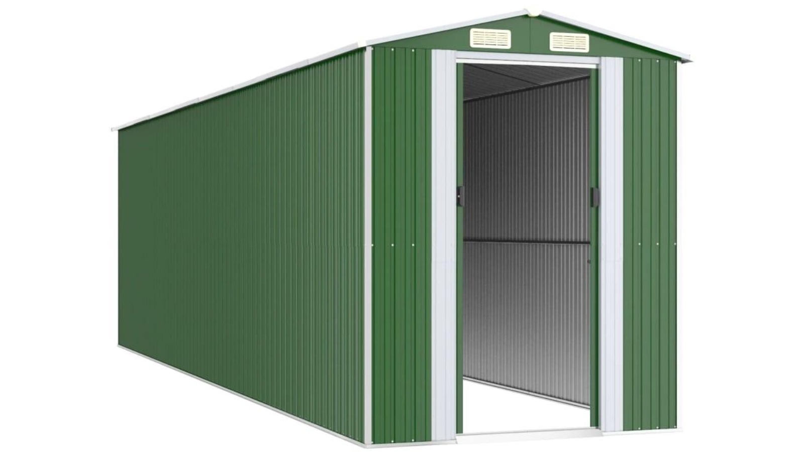vidaXL Garden Shed Green Galvanised Steel - 192 x 689 x 223cm 
