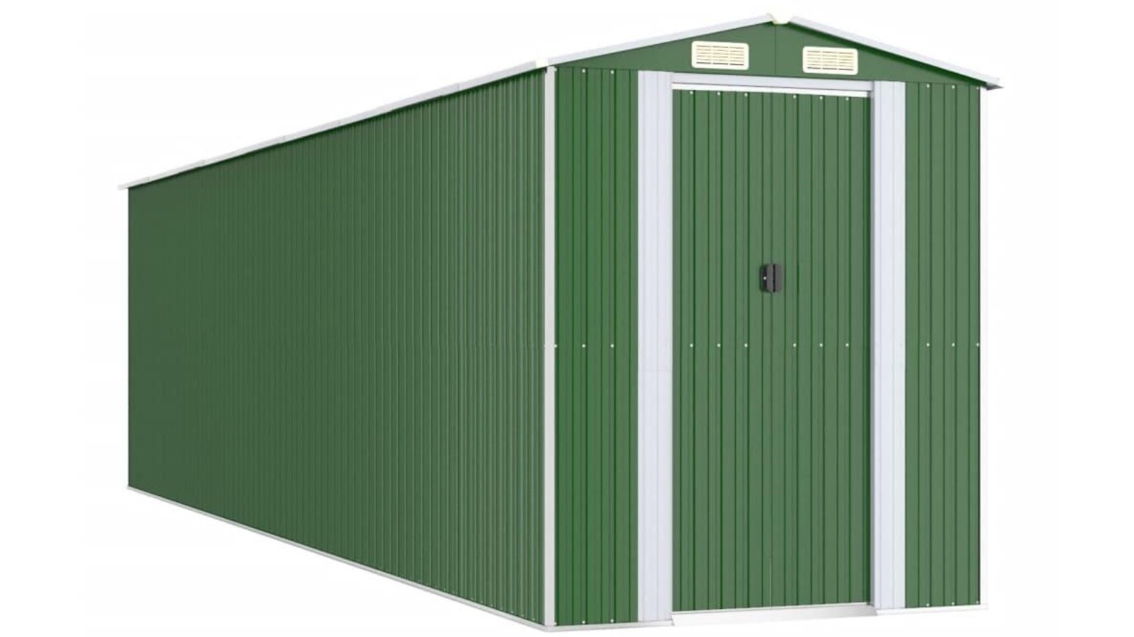 vidaXL Garden Shed Green Galvanised Steel - 192 x 772 x 223cm 