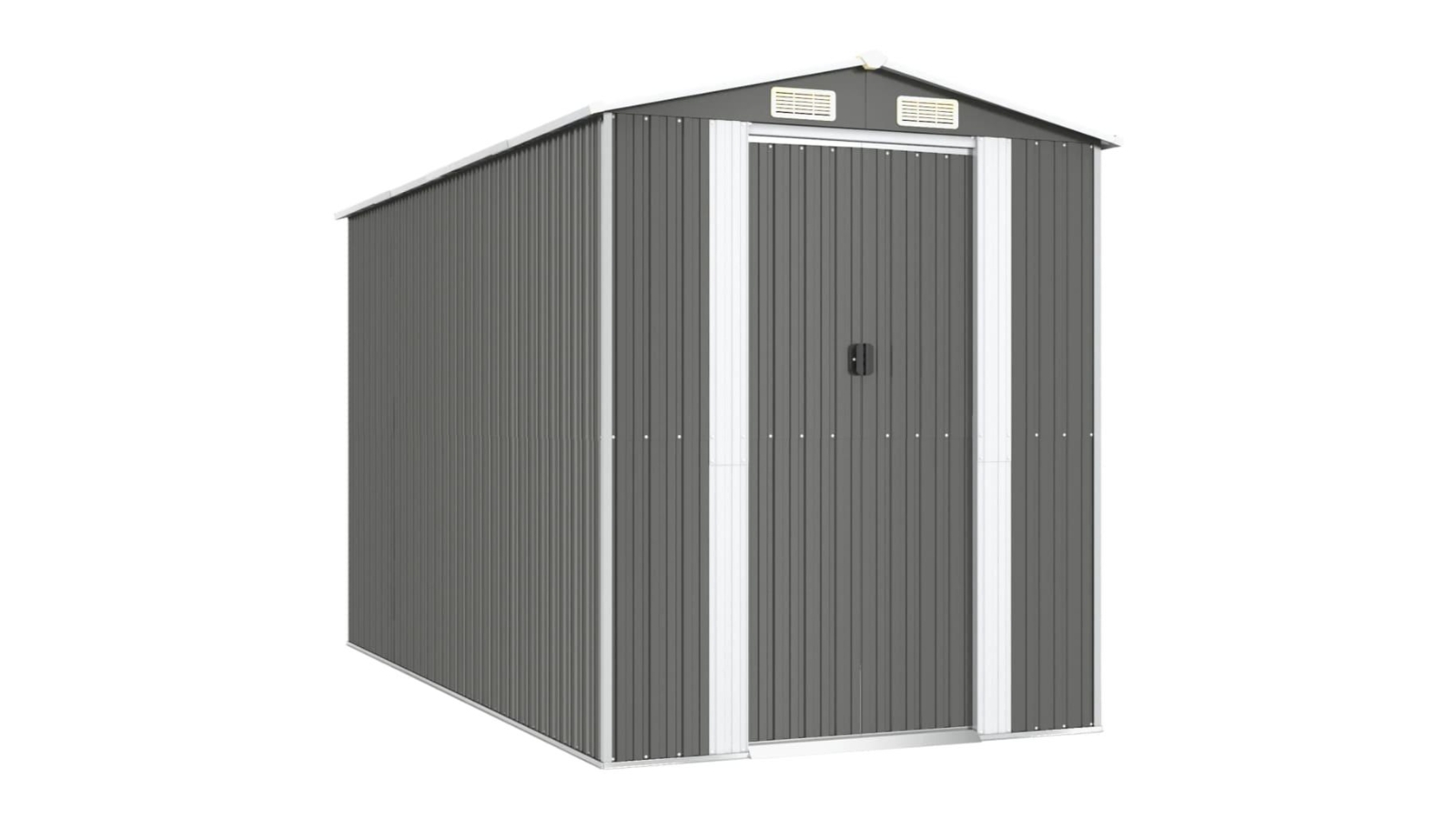 vidaXL Garden Shed Light Grey Galvanised Steel - 192 x 357 x 223cm 