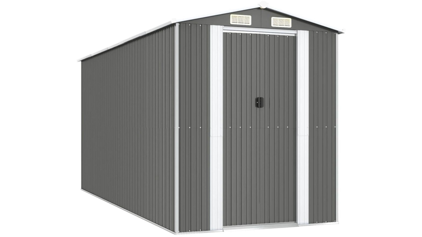 vidaXL Garden Shed Light Grey Galvanised Steel - 192 x 440 x 223cm 