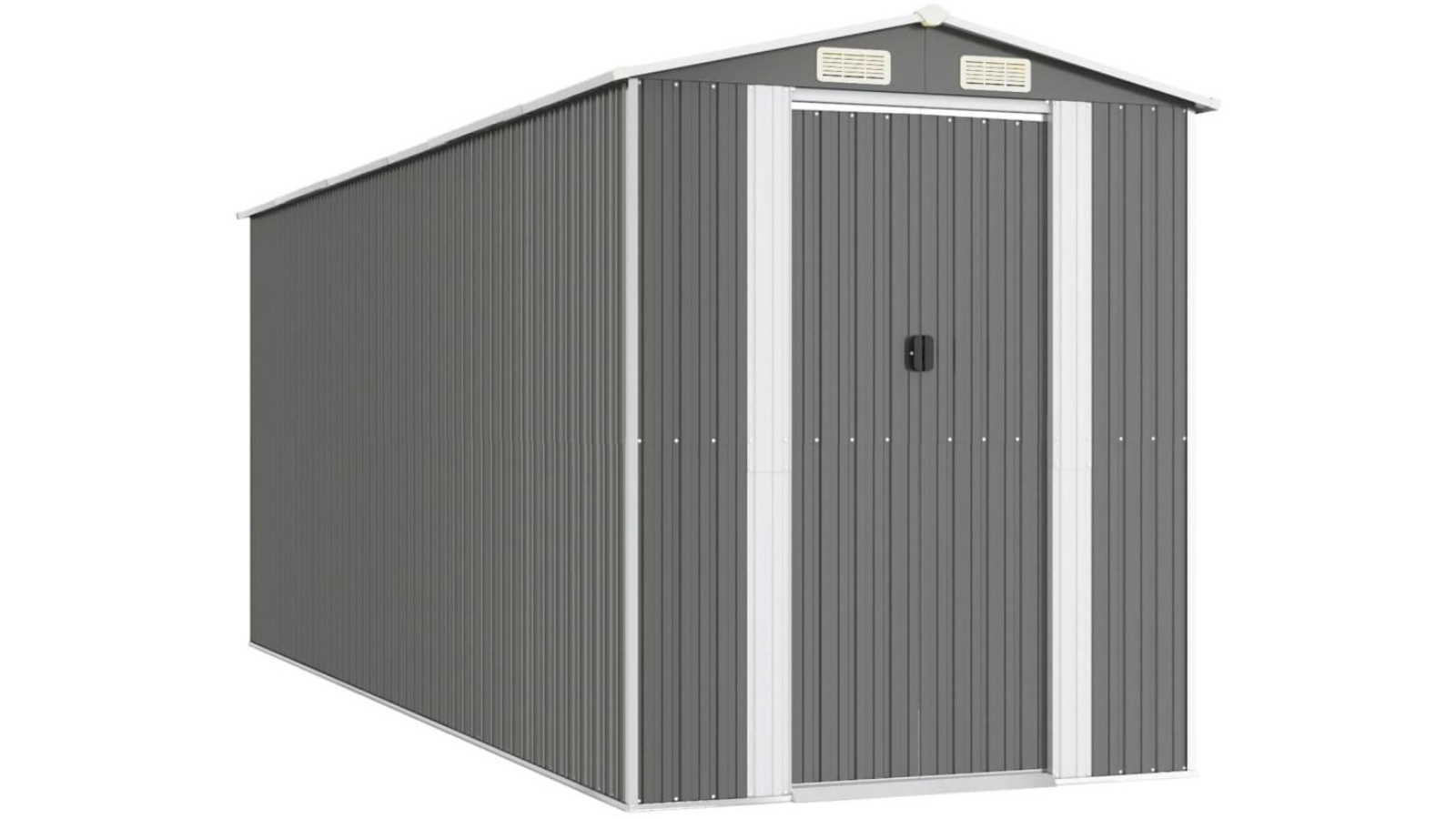 vidaXL Garden Shed Light Grey Galvanised Steel - 192 x 523 x 223cm 