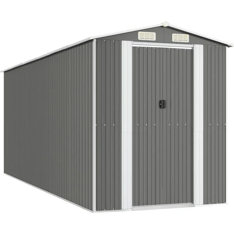 vidaXL Garden Shed Light Grey Galvanised Steel - 192 x 523 x 223cm