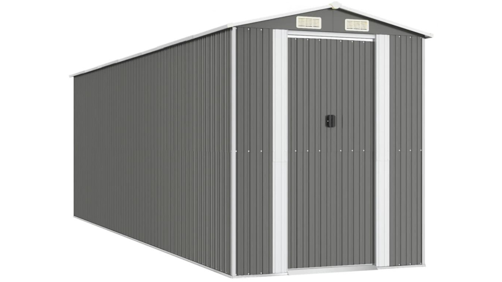 vidaXL Garden Shed Light Grey Galvanised Steel - 192 x 606 x 223cm 