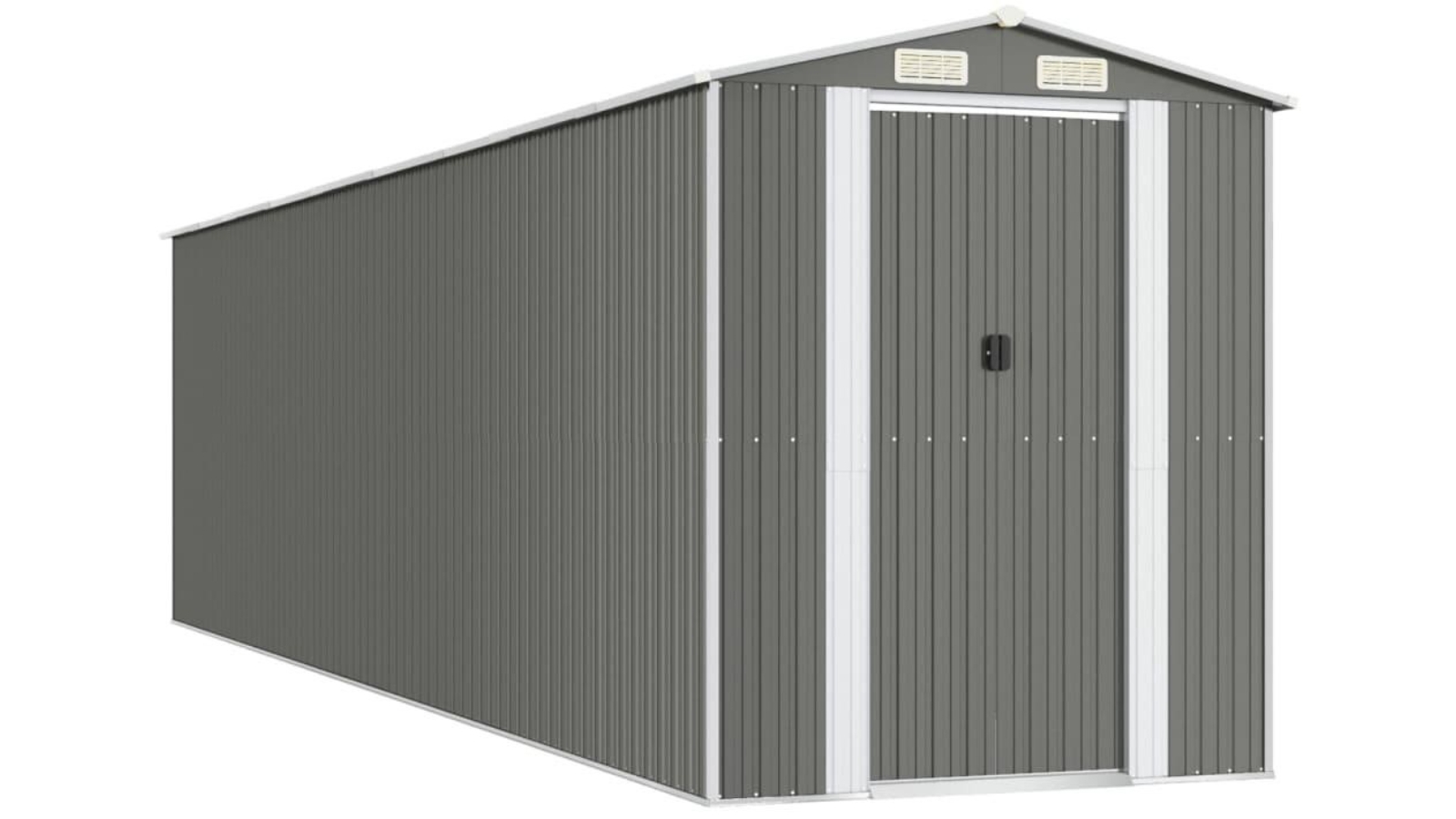 vidaXL Garden Shed Light Grey Galvanised Steel - 192 x 772 x 223cm 