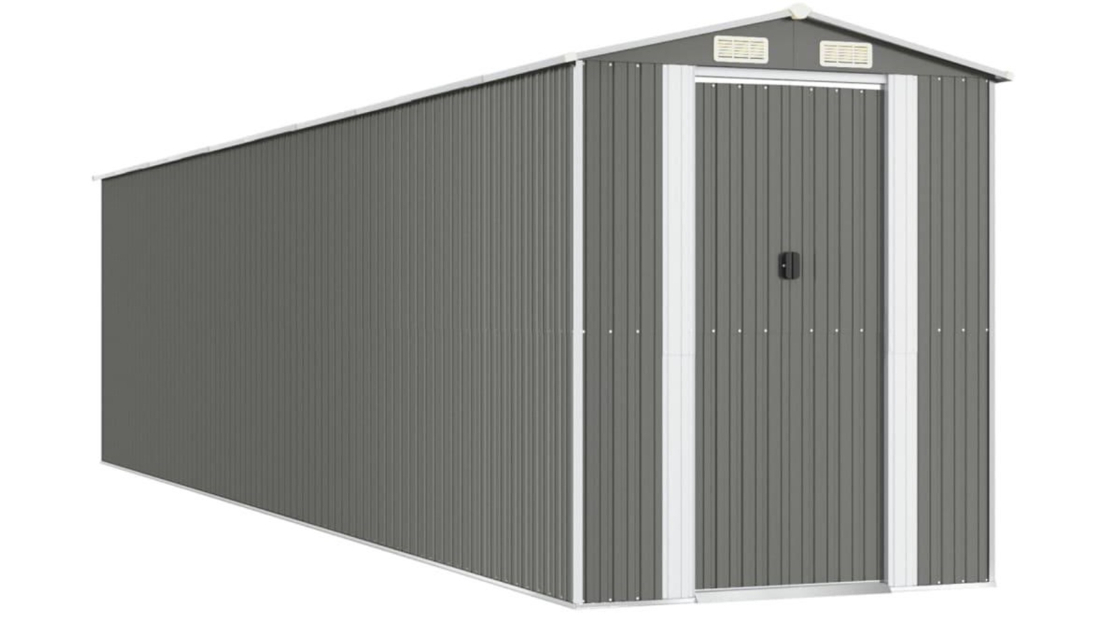 vidaXL Garden Shed Light Grey Galvanised Steel - 192 x 855 x 223cm 