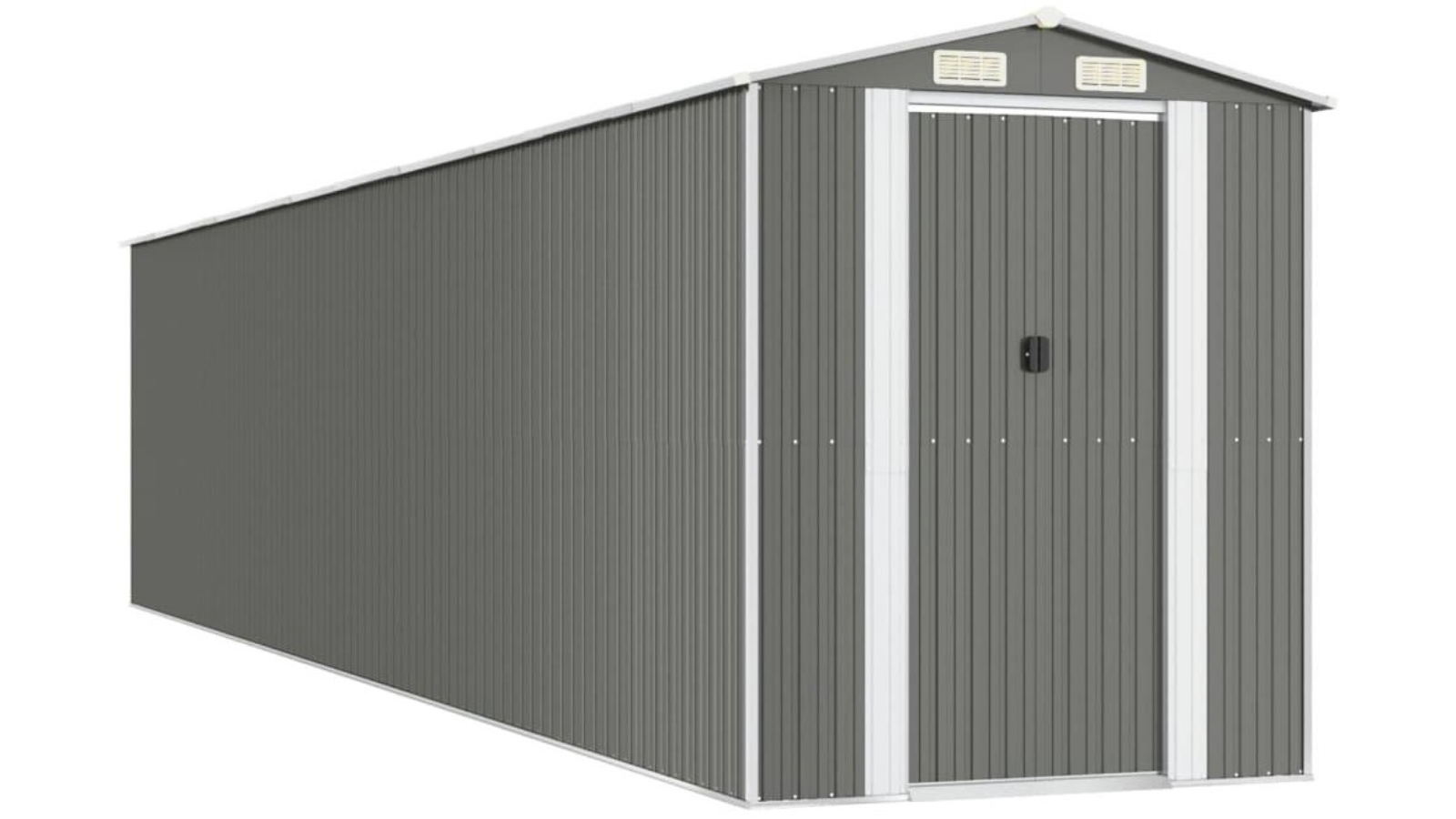 vidaXL Garden Shed Light Grey Galvanised Steel - 192 x 938 x 223cm 