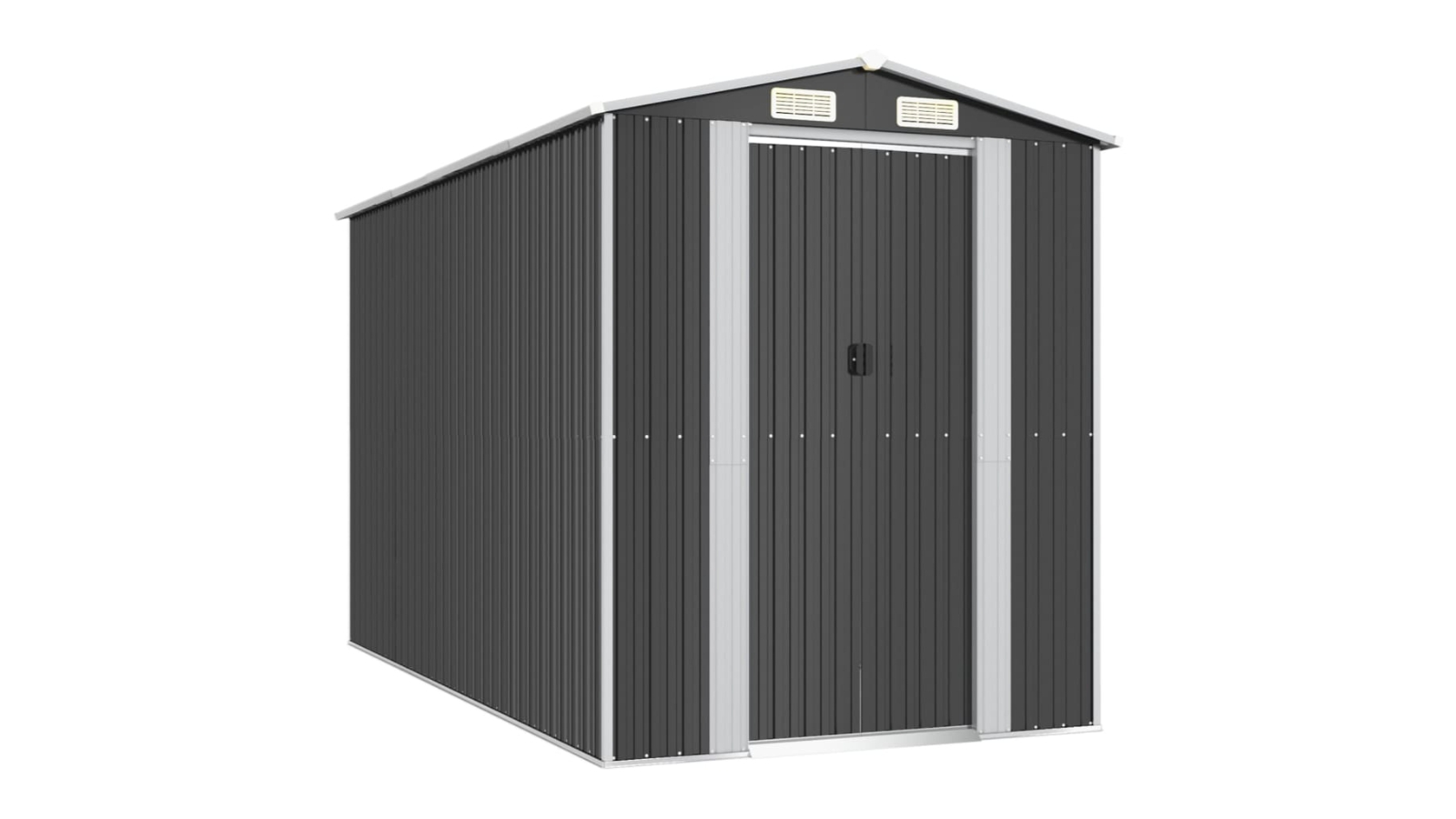 vidaXL Galvanised Steel Anthracite Garden Shed - 192 x 357 x 223cm 