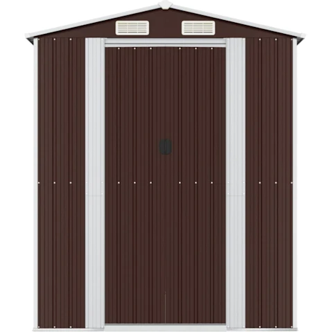 vidaXL Galvanised Steel Dark Brown Garden Shed - 192 x 191 x 223cm