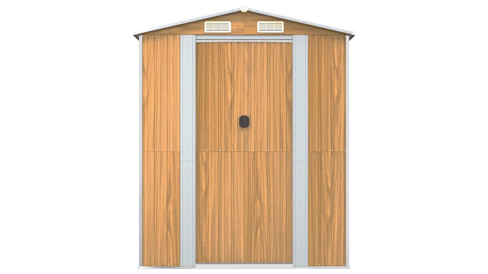 vidaXL Galvanised Steel Light Brown Garden Shed - 192 x 440 x 223cm