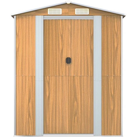 vidaXL Galvanised Steel Light Brown Garden Shed - 192 x 772 x 223cm