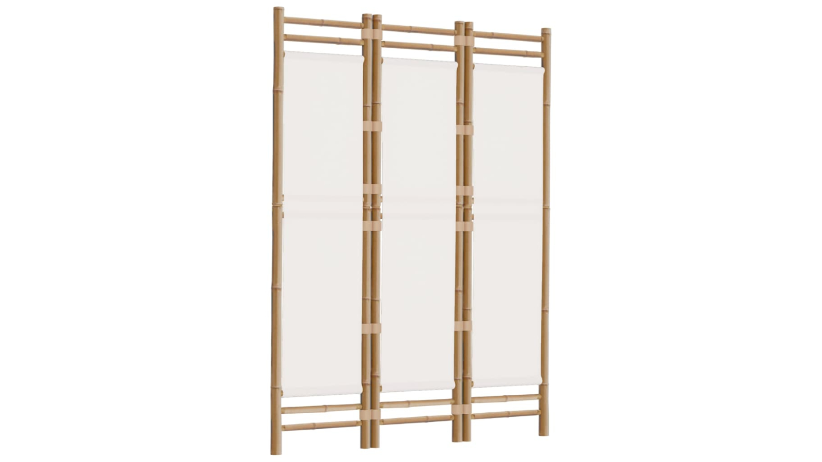 vidaXL 3-Panel Bamboo and Canvas Folding Room Divider - 120cm