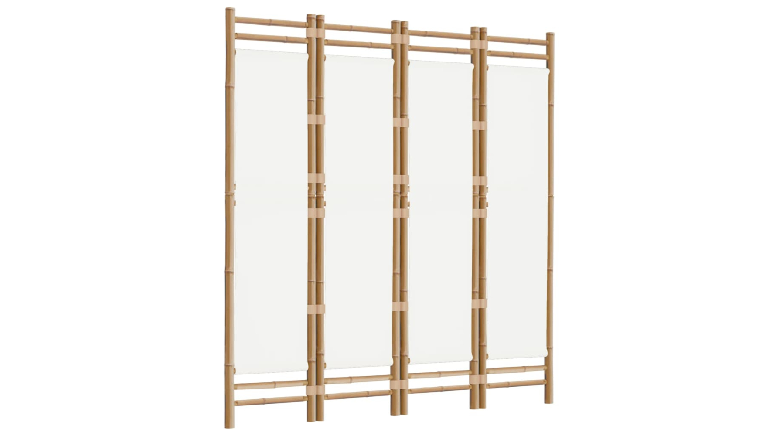 vidaXL 4-Panel Cream/White Bamboo and Canvas Folding Room Divider