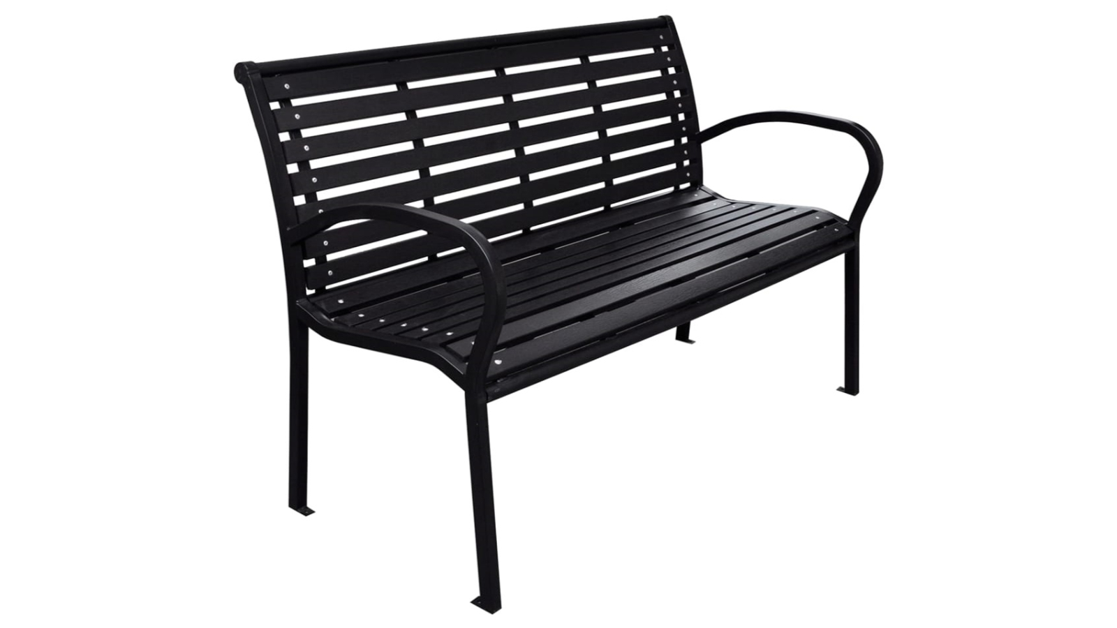 vidaXL Black Steel and WPC 116cm Garden Bench