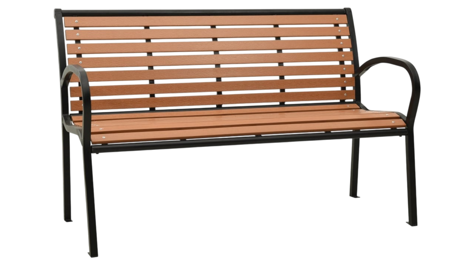 vidaXL Black/Brown Steel and WPC 116cm Garden Bench