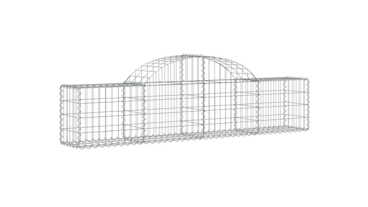 vidaXL Galvanised Iron Arched Gabion Basket - 200 x 30 x 60cm