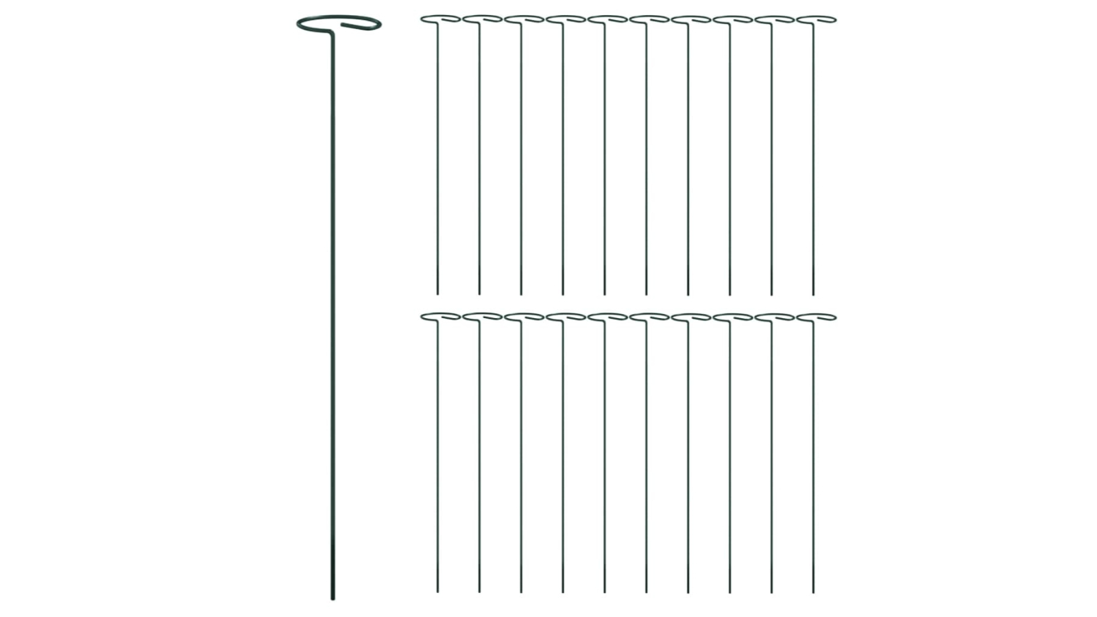 vidaXL 20 Piece Steel 40cm Garden Plant Stake - Dark Green