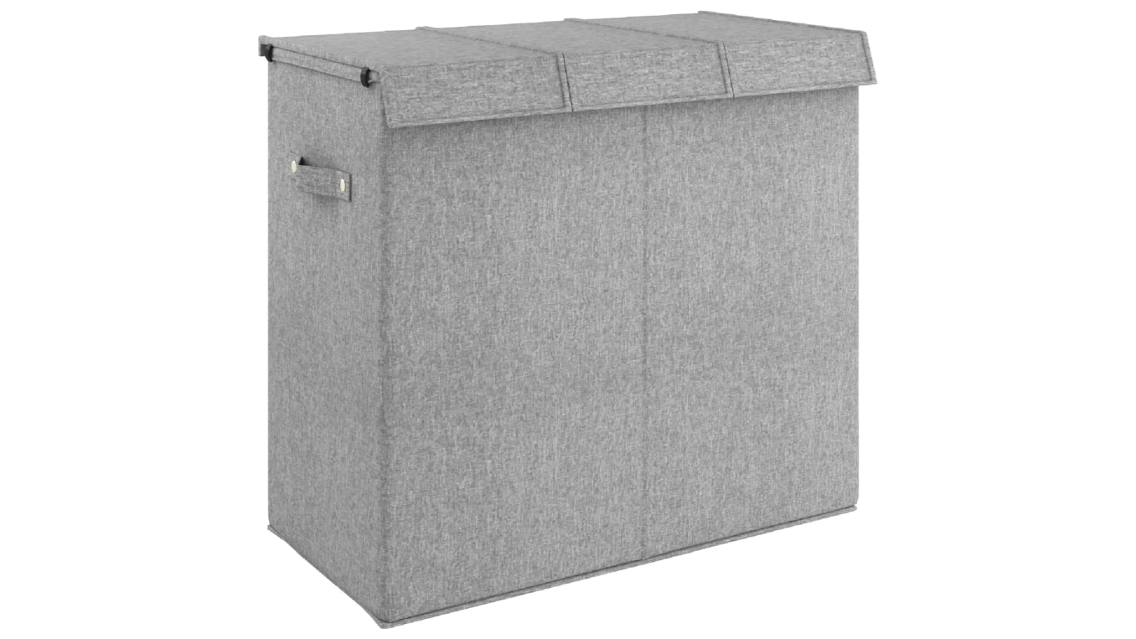 vidaXL Grey Faux Linen Fabric Foldable 64.5 x 34.5 x 59cm Laundry Hamper
