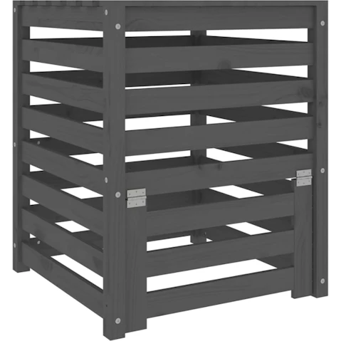 vidaXL Grey Solid Pinewood Composter - 63.5 x 63.5 x 77.5cm