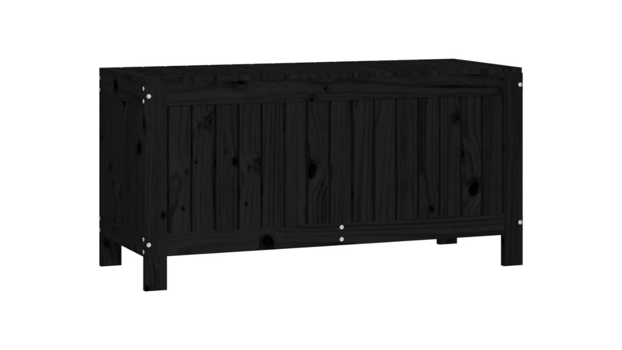 vidaXL Black Solid Pine Wood 108 x 42.5 x 54cm Garden Storage Box