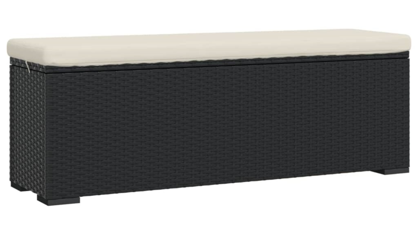 vidaXL Black Poly Rattan 110 x 30 x 40cm Ottoman Bench with Cushion