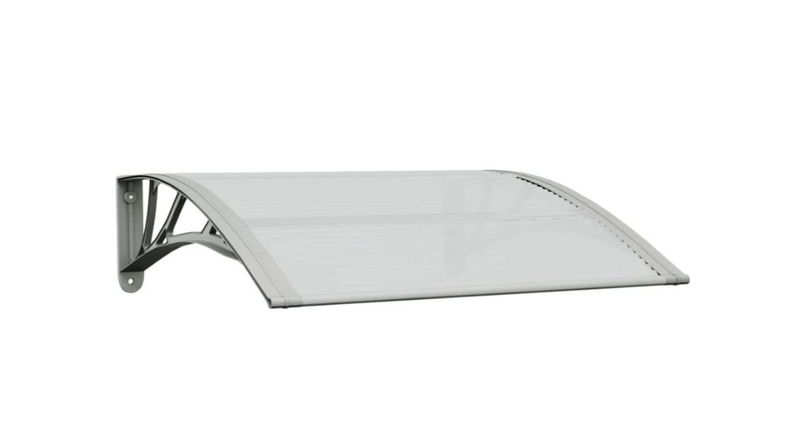 vidaXL Grey Transparent Polycarbonate Door Canopy - 80 x 80cm