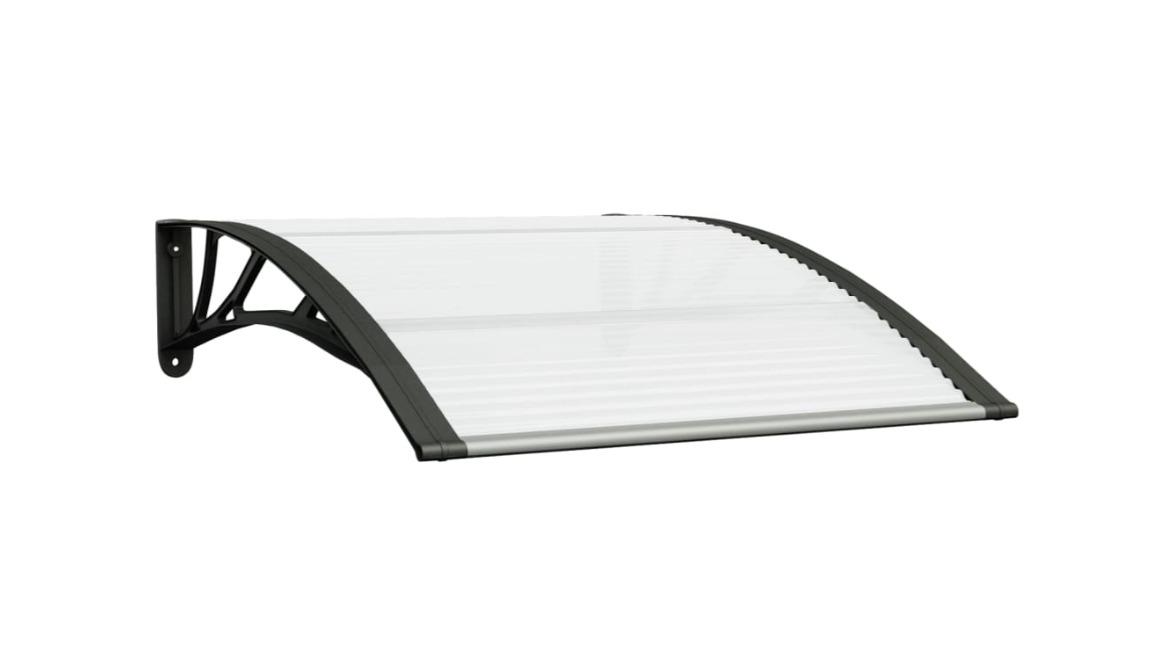vidaXL Black/Transparent Polycarbonate Door Canopy - 100 x 75cm
