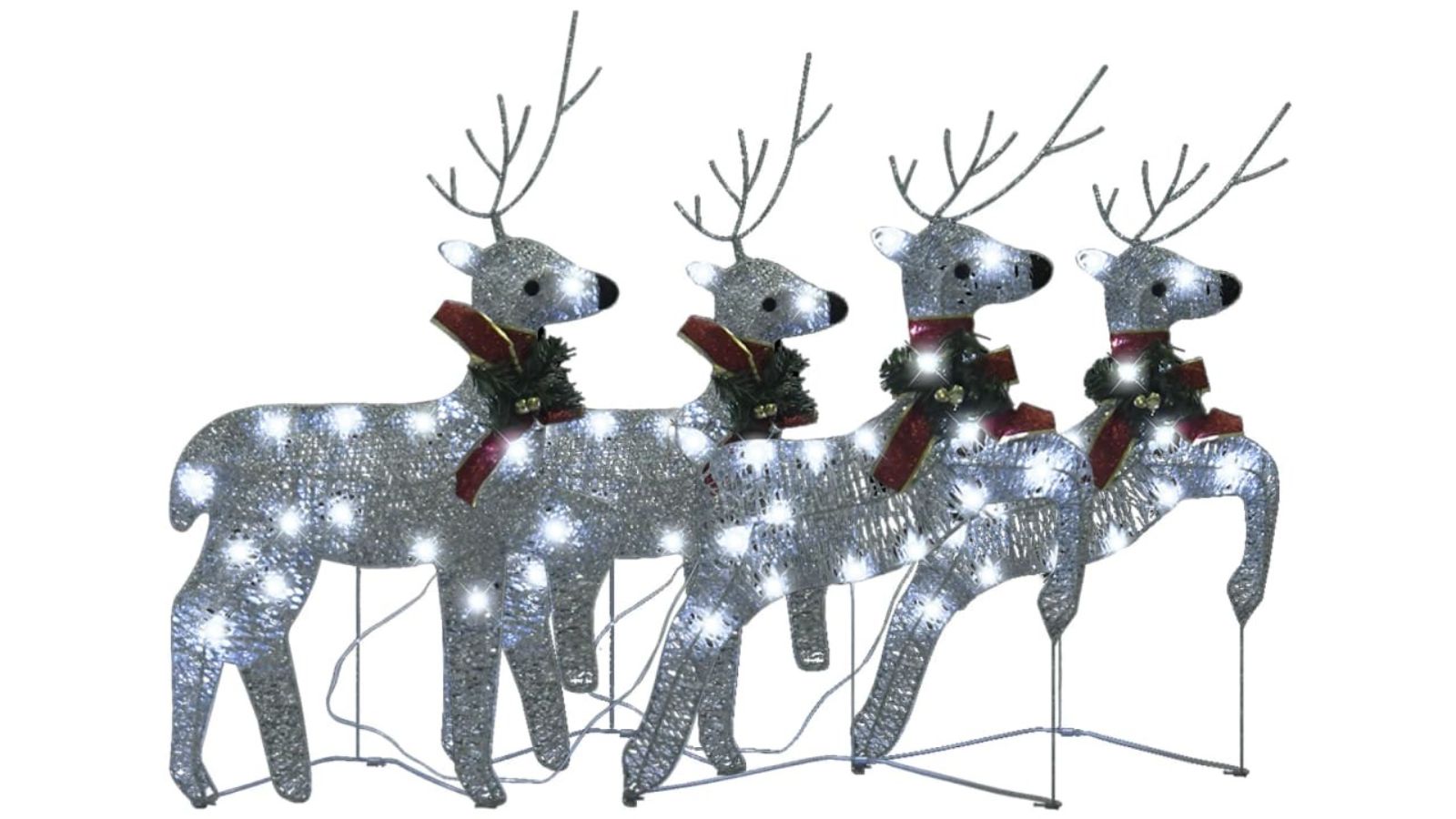 vidaXL 4 Piece Christmas Reindeers 80 LEDs - Silver
