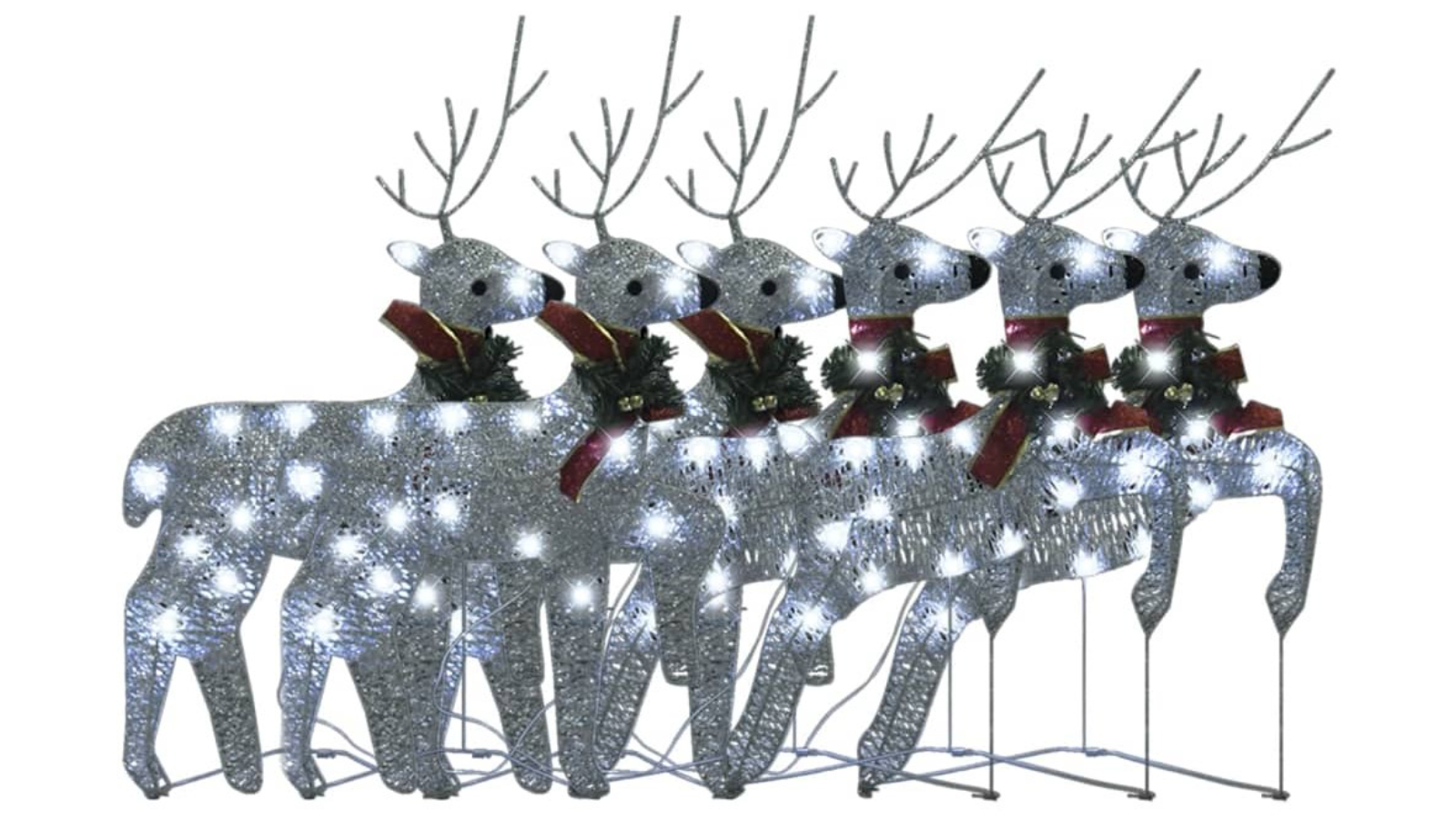 vidaXL 6 Piece Christmas Reindeers 120 LEDs - Silver