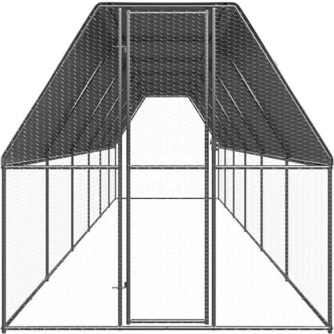 vidaXL Galvanised Steel Outdoor Chicken Cage - Extra Large