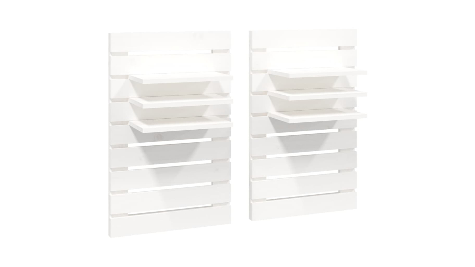 vidaXL 2 Piece White Solid Pine Wood Wall-mounted Bedside Shelves