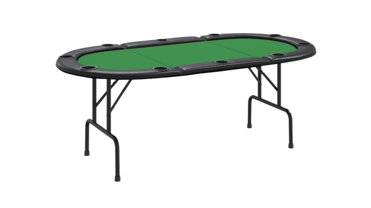 vidaXL Green 10-Player Folding Poker Table - 206 x 106 x 75cm