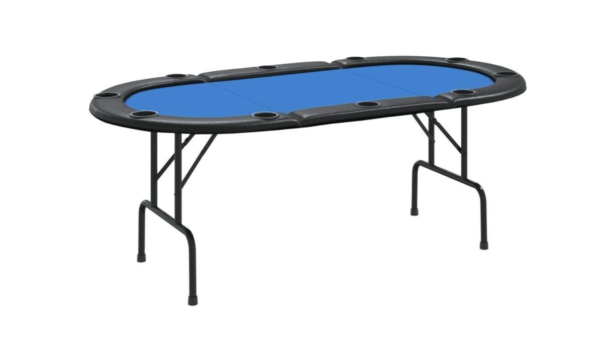 vidaXL Blue 10-Player Folding Poker Table - 206 x 106 x 75cm