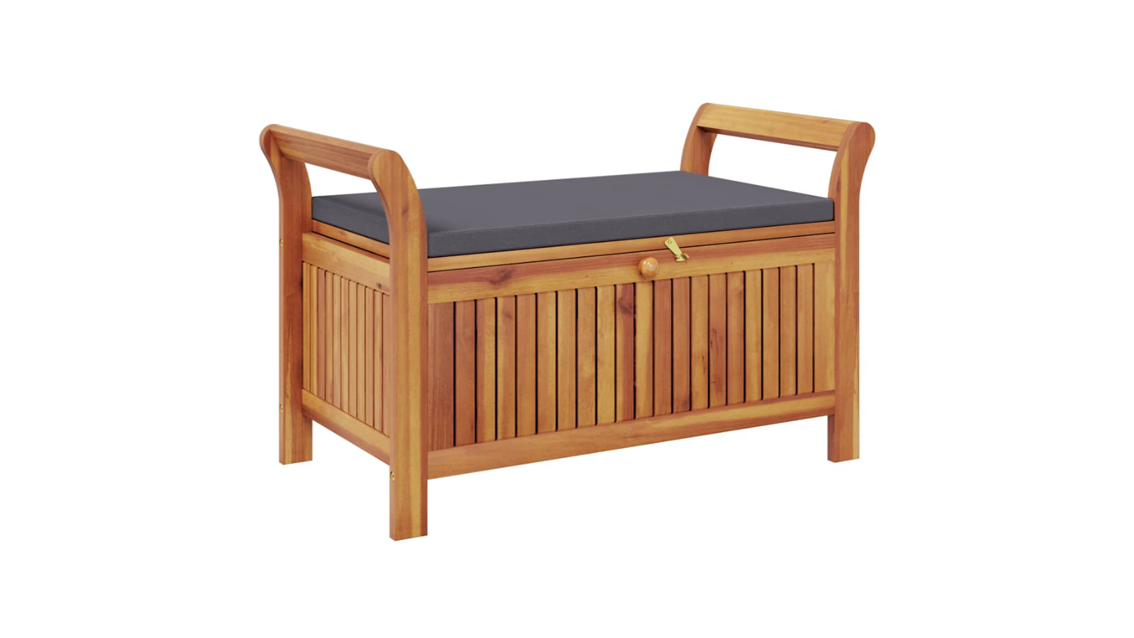 vidaXL Grey/Brown Solid Wood Acacia Garden Storage Bench with Cushion - 91cm