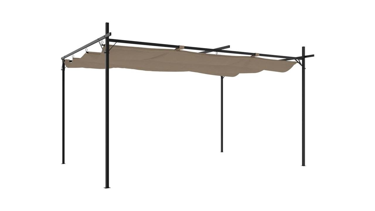 vidaXL Taupe 395 x 292 x 230cm Pergola with Retractable Roof