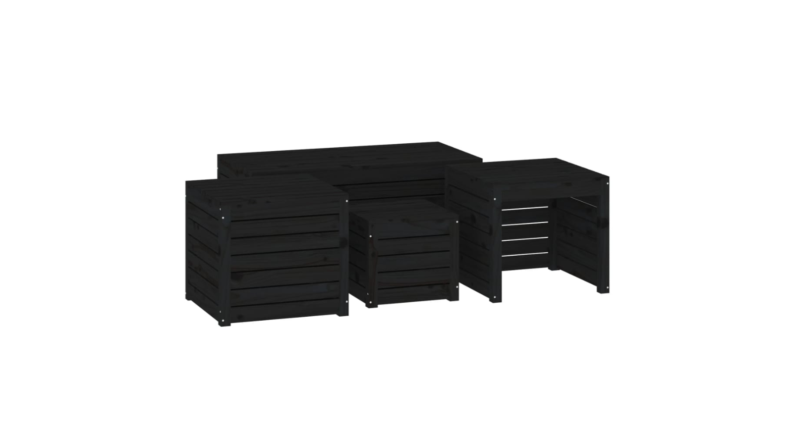 vidaXL 4 Piece Black Solid Pine Wood Garden Box Set