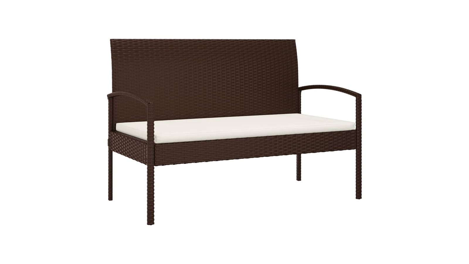 vidaXL Poly Rattan 105cm Garden Bench with Cushion - Brown