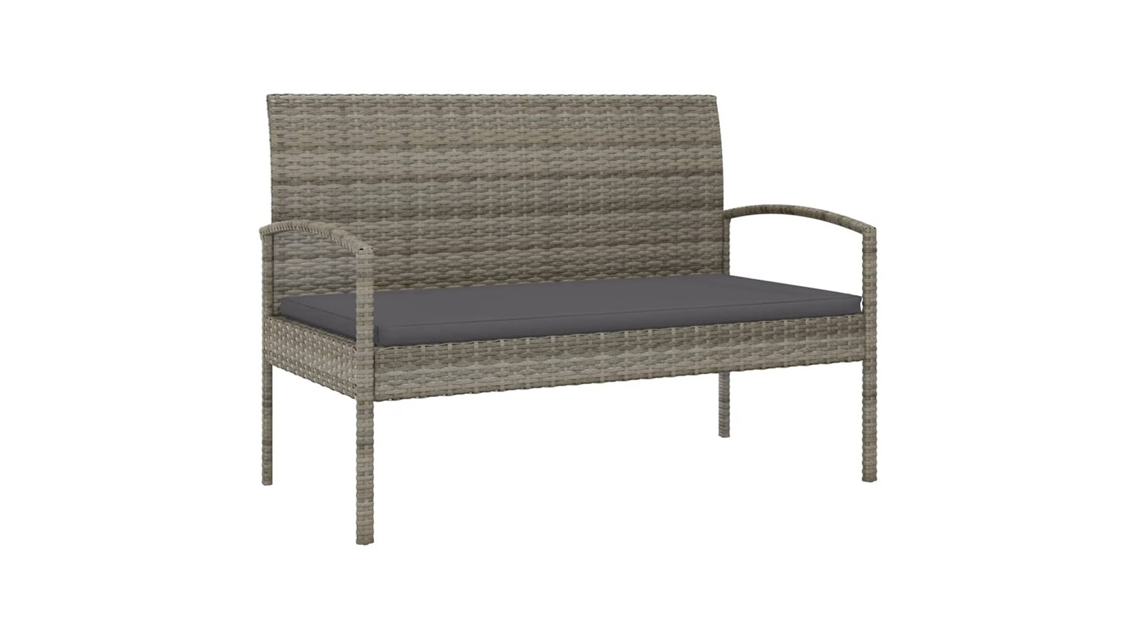 vidaXL Poly Rattan 105cm Garden Bench with Cushion - Grey