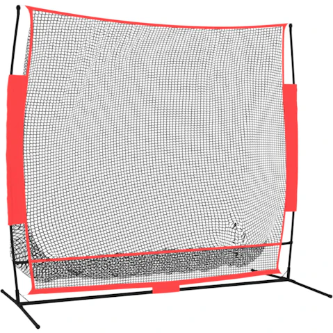 vidaXL Black/Red Polyester 215 x 107 x 216cm Portable Baseball Net