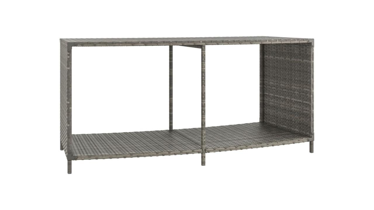 vidaXL 2 Piece Poly Rattan Storage Shelves - Grey