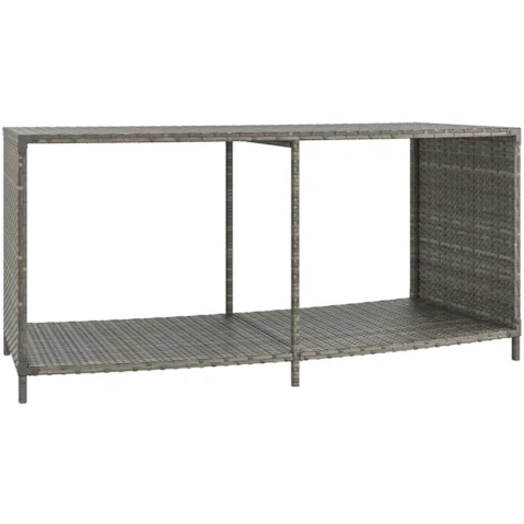 vidaXL 2 Piece Poly Rattan Storage Shelves - Grey