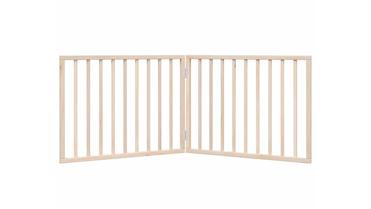 vidaXL 2-Panel Poplar Wood 160cm Foldable Dog Gate - Natural