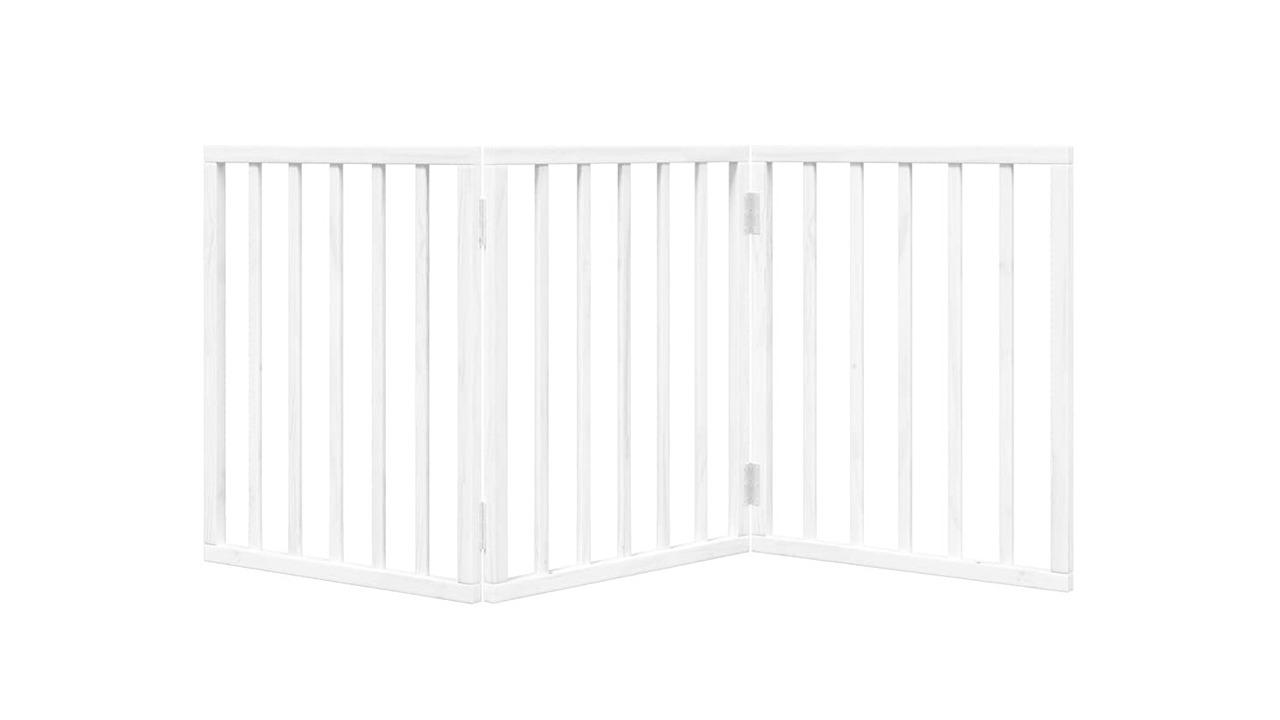 vidaXL 3-Panel Poplar Wood 150cm Foldable Dog Gate - White